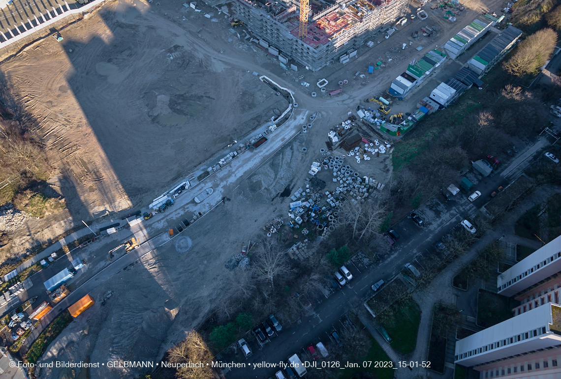 07.01.2023 - Baustelle zum Alexisquartier und Pandion Verde in Neuperlach 07.01.2023 - Baustelle zum Alexisquartier und Pandion Verde in Neuperlach